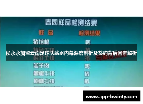 侯永永加盟云南足球队薪水内幕深度剖析及签约背后因素解析